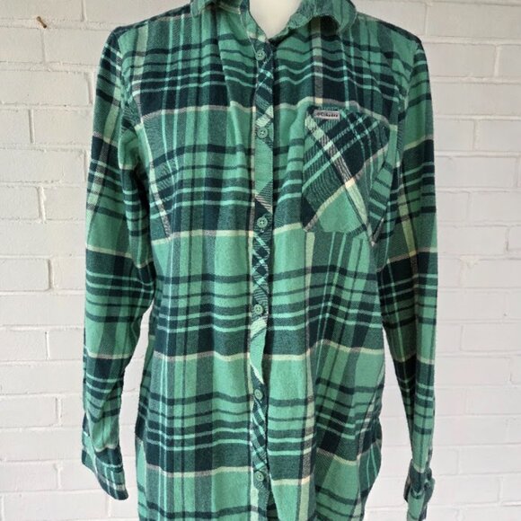 Women's Columbia Flannel Long Sleeve Shirt - Teal Blue Flannel shirt SIZE Large - Picture 3 of 9